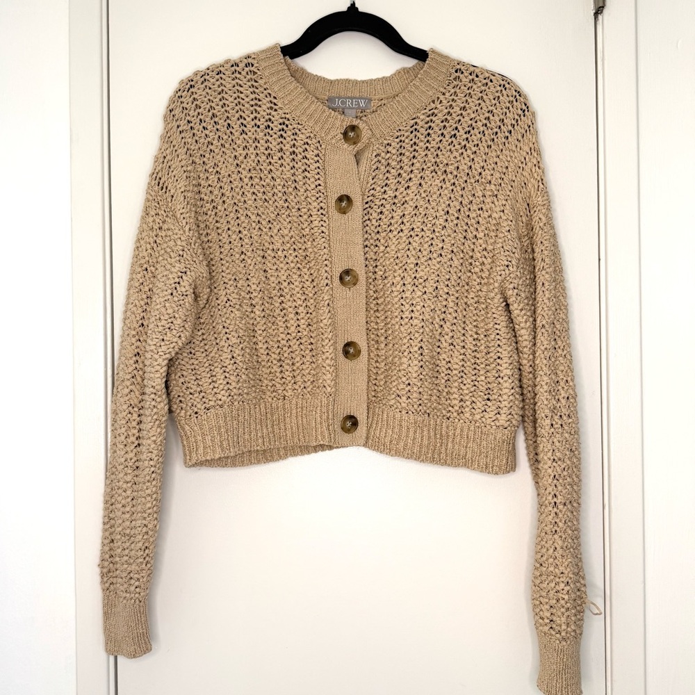 J. Crew Women's Tan Crochet Cropped Sweater